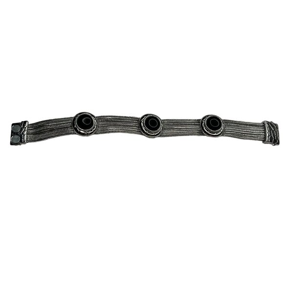 Vintage Silver & Black Stone Bracelet - Picture 8 of 8